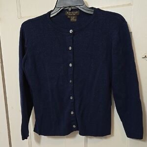 Karen Kane Collection Navy Women's Sweater 30% Wool 3/4 Sleeve Size MED